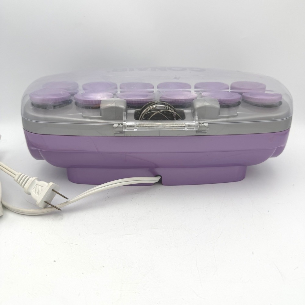 Conair Ion Shine Hair Setter Women Purple 12 Flocked Rollers Metal Clips - Picture 5 of 10